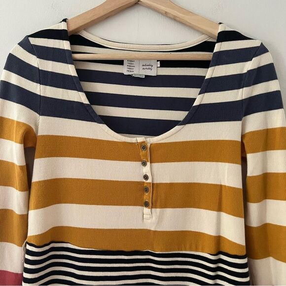 Saturday Sunday Anthropologie Dress Ribbed Striped Midi Size Small - Picture 2 of 10
